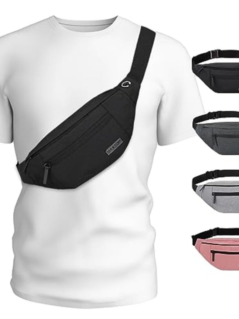 🆕 Large Crossbody Fanny Pack Belt Bag for Women Men with 4-Zipper Pockets